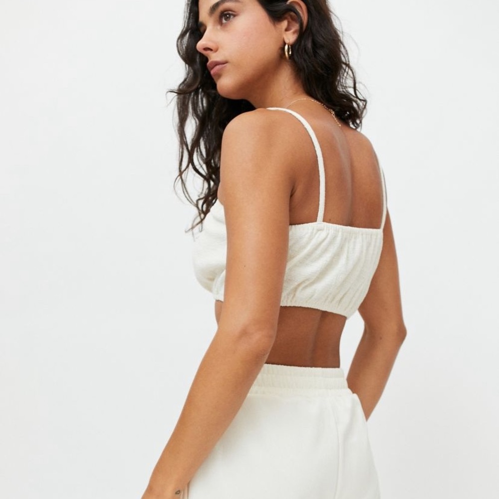 White Cropped Tank Top - Picture 3 of 4